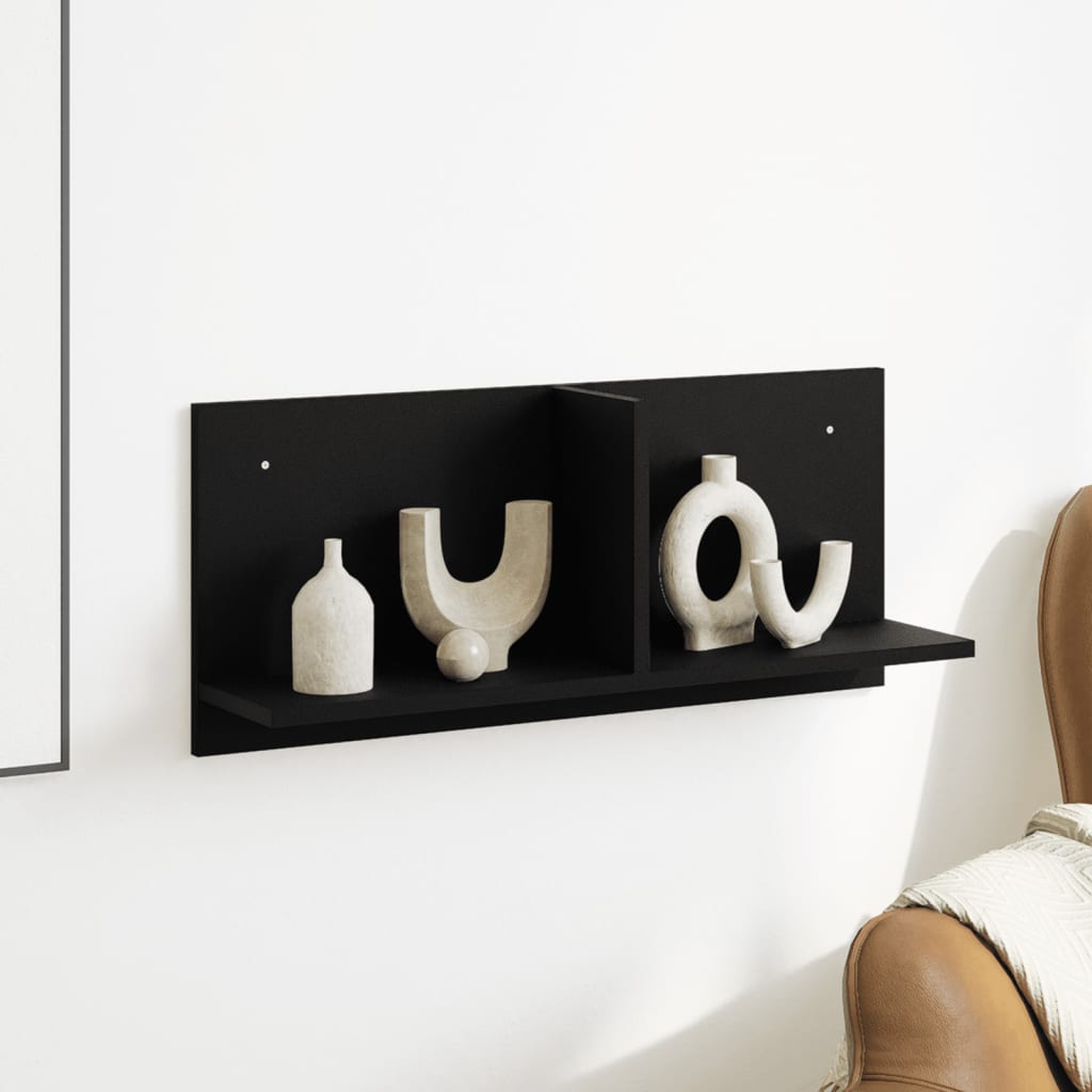 Wandkast 70x16,5x30 cm bewerkt hout zwart is nu te koop bij PeponiXL, paradijselijk wonen!