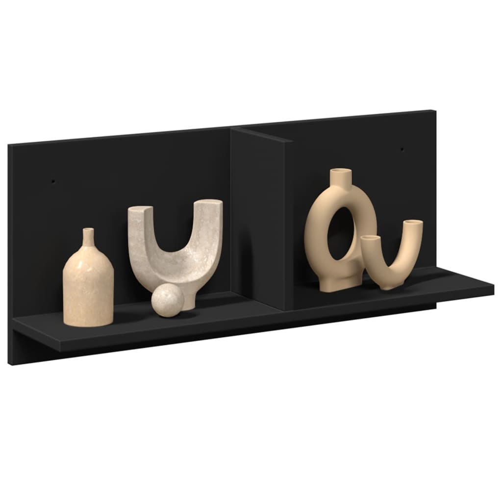 Wandkast 70x16,5x30 cm bewerkt hout zwart is nu te koop bij PeponiXL, paradijselijk wonen!