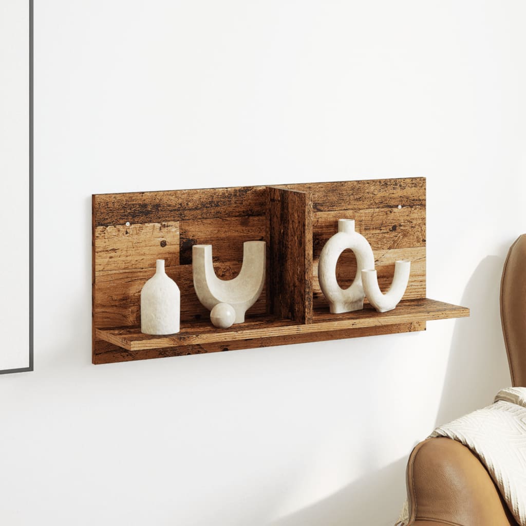 Wandkast 70x16,5x30 cm bewerkt hout oud houtkleurig is nu te koop bij PeponiXL, paradijselijk wonen!