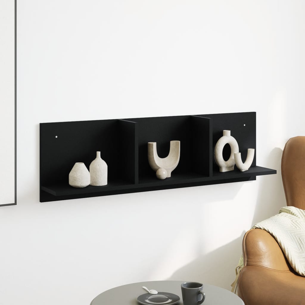 Wandkast 100x16,5x30 cm bewerkt hout zwart is nu te koop bij PeponiXL, paradijselijk wonen!