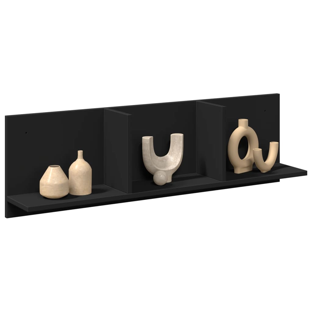 Wandkast 100x16,5x30 cm bewerkt hout zwart is nu te koop bij PeponiXL, paradijselijk wonen!