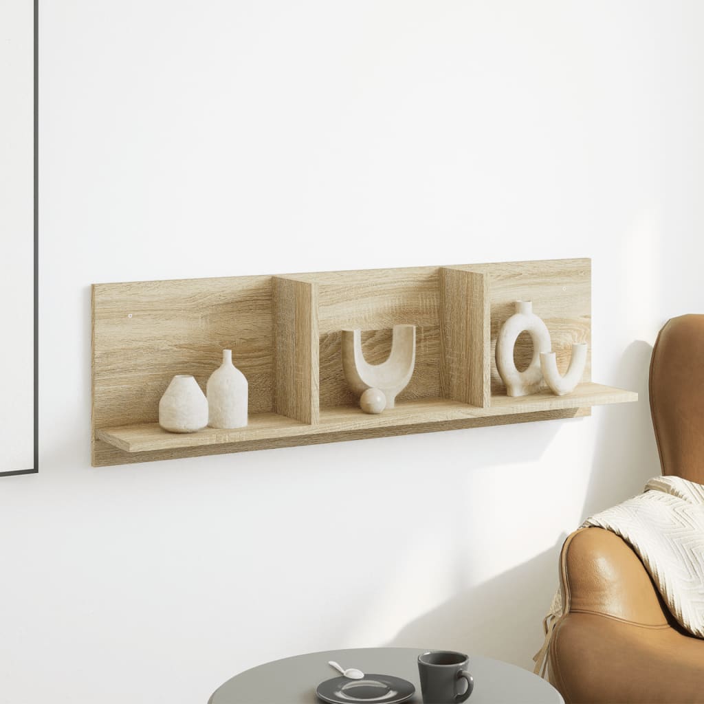 Wandkast 100x16,5x30 cm bewerkt hout sonoma eikenkleurig is nu te koop bij PeponiXL, paradijselijk wonen!