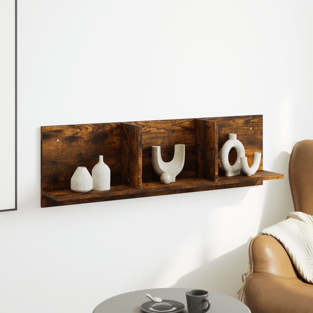 Wandkast 100x16,5x30 cm bewerkt hout gerookt eikenkleurig is nu te koop bij PeponiXL, paradijselijk wonen!