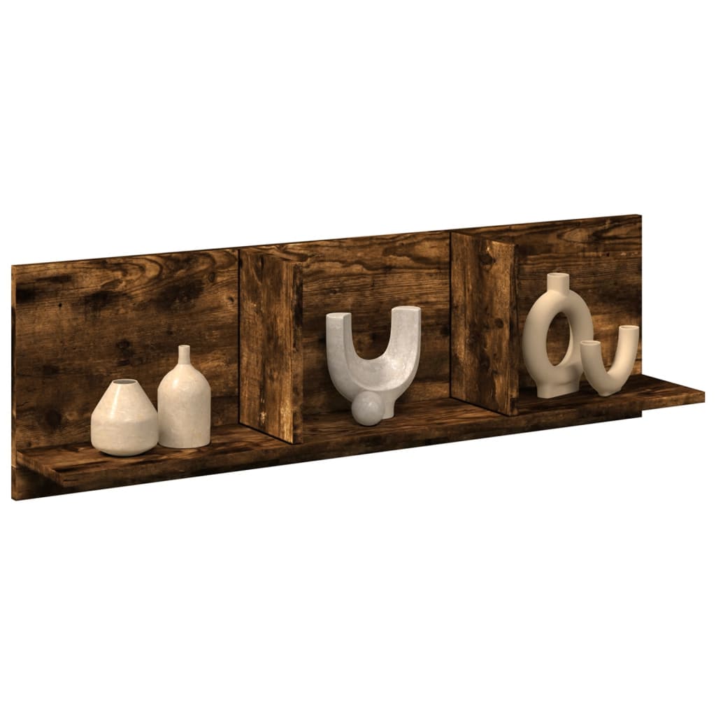 Wandkast 100x16,5x30 cm bewerkt hout gerookt eikenkleurig is nu te koop bij PeponiXL, paradijselijk wonen!