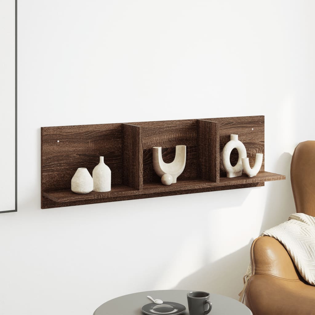Wandkast 100x16,5x30 cm bewerkt hout bruin eikenkleur is nu te koop bij PeponiXL, paradijselijk wonen!