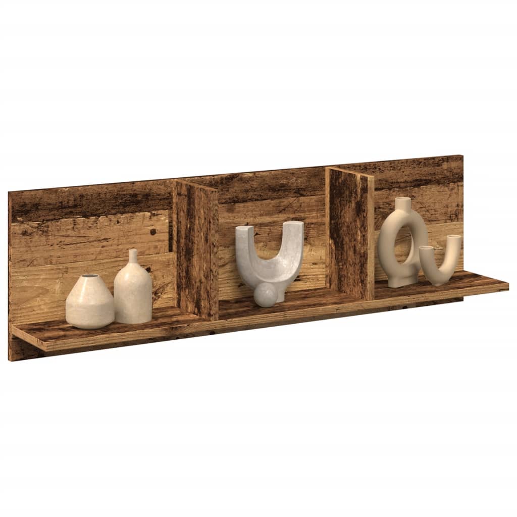 Wandkast 100x16,5x30 cm bewerkt hout oud houtkleurig is nu te koop bij PeponiXL, paradijselijk wonen!