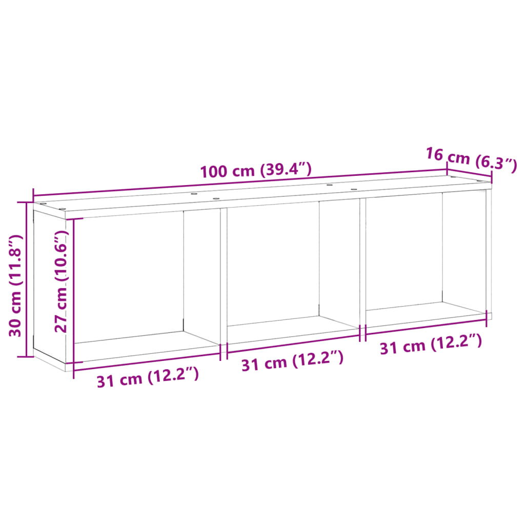 Wandkast 100x16x30 cm bewerkt hout bruin eikenkleur is nu te koop bij PeponiXL, paradijselijk wonen!