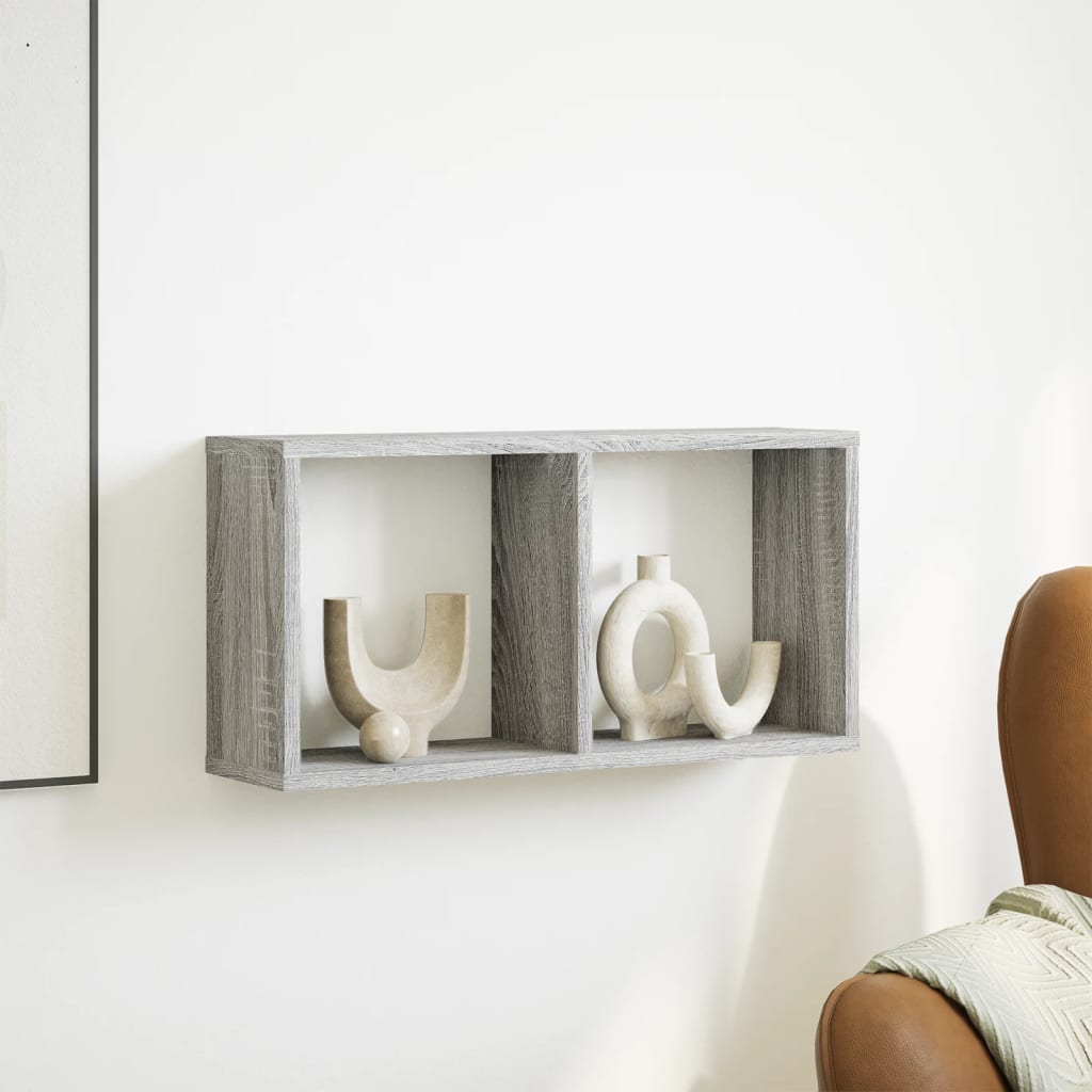 Wandkast 60x16x30 cm bewerkt hout grijs sonoma eiken is nu te koop bij PeponiXL, paradijselijk wonen!