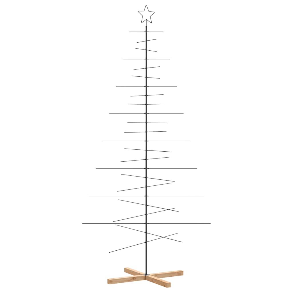 Kerstdecoratie kerstboom met houten basis 210 cm metaal zwart is nu te koop bij PeponiXL, paradijselijk wonen!