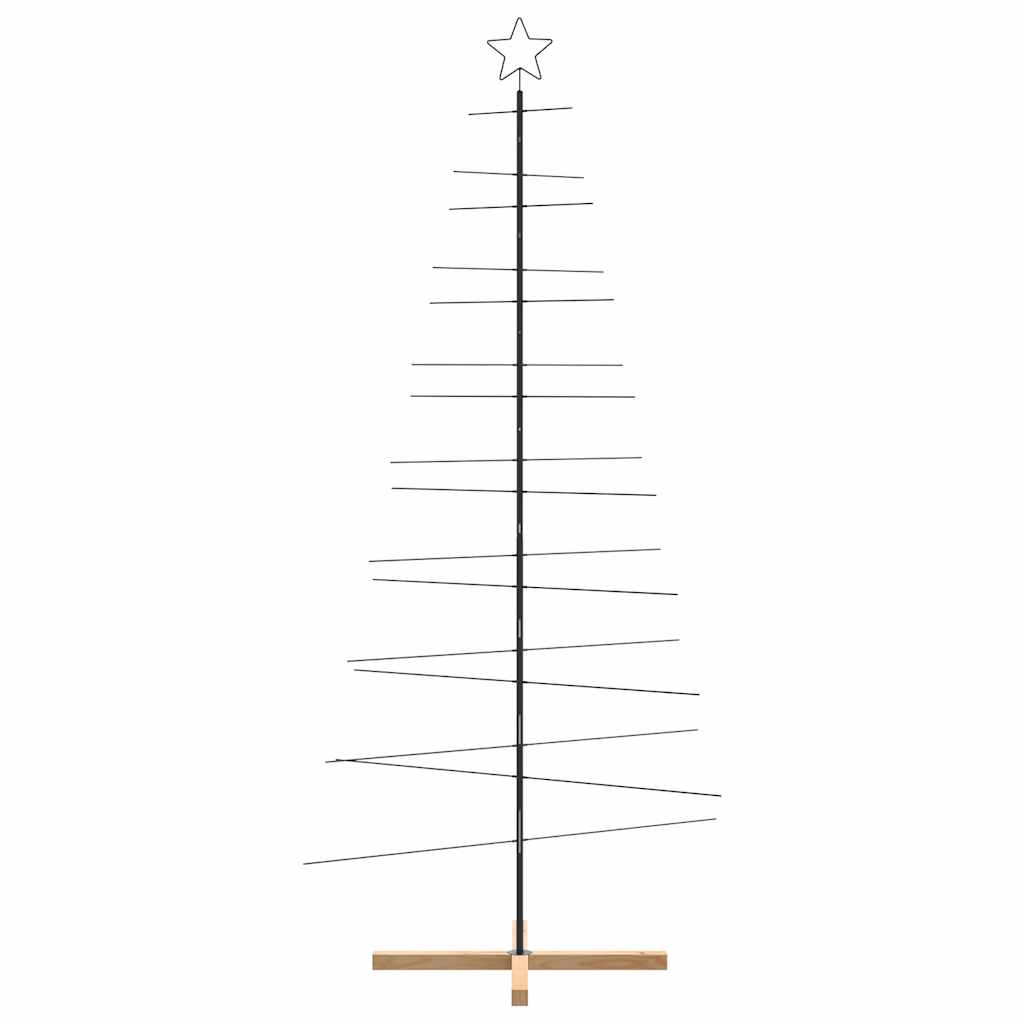 Kerstdecoratie kerstboom met houten basis 210 cm metaal zwart is nu te koop bij PeponiXL, paradijselijk wonen!
