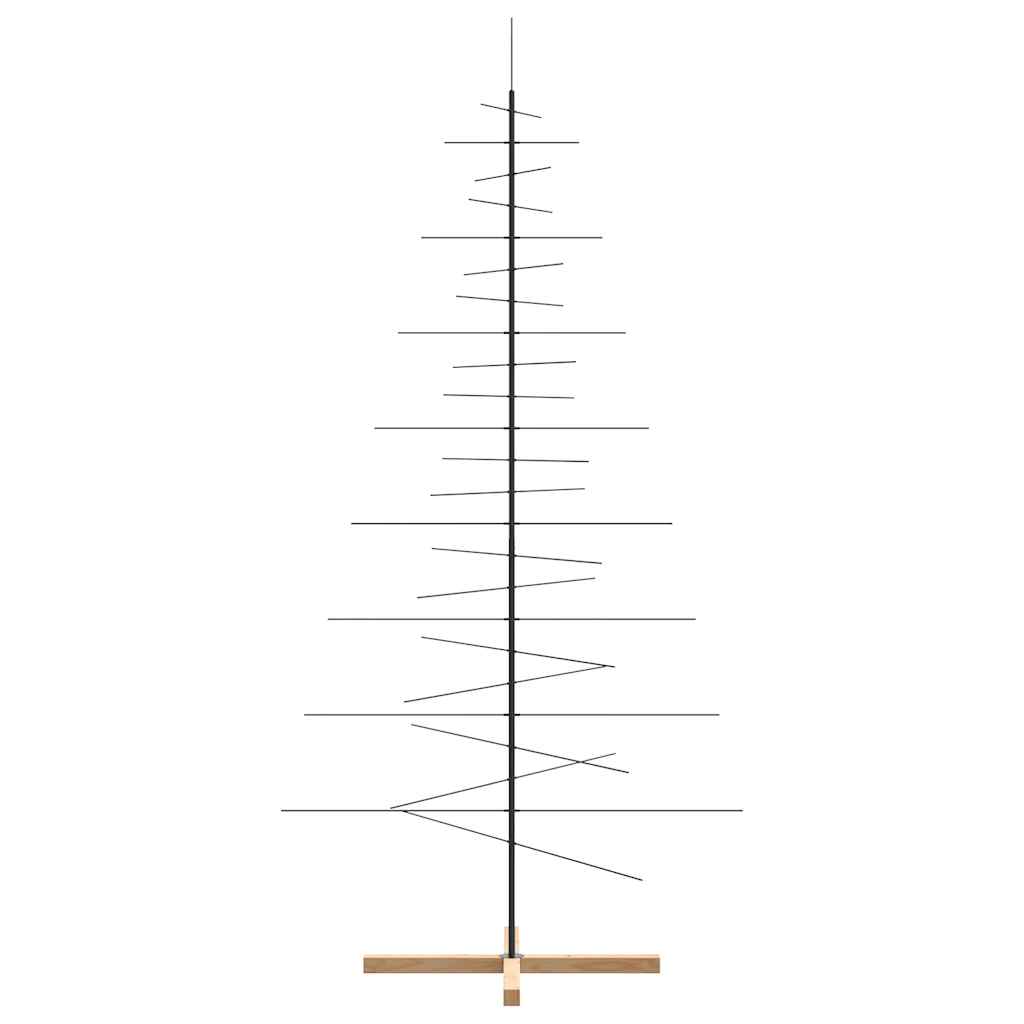 Kerstdecoratie kerstboom met houten basis 210 cm metaal zwart is nu te koop bij PeponiXL, paradijselijk wonen!