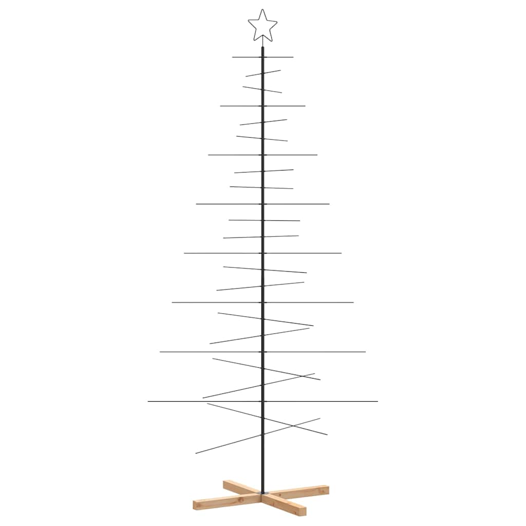 Kerstdecoratie kerstboom met houten basis 210 cm metaal zwart is nu te koop bij PeponiXL, paradijselijk wonen!