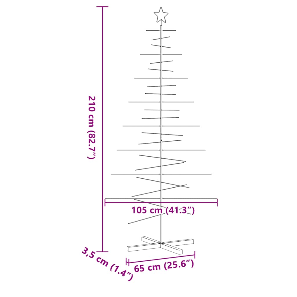 Kerstdecoratie kerstboom met houten basis 210 cm metaal zwart is nu te koop bij PeponiXL, paradijselijk wonen!