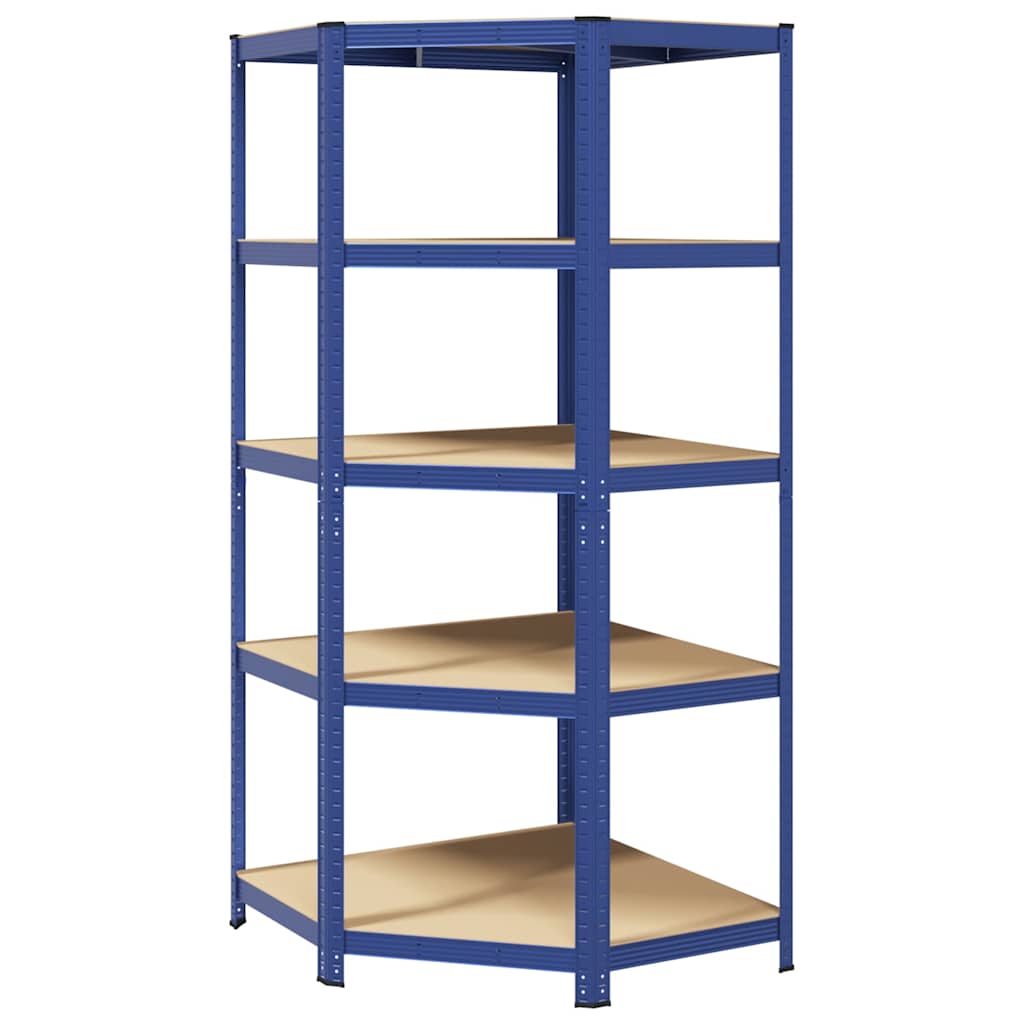 Hoekrek 5-laags staal en bewerkt hout blauw is nu te koop bij PeponiXL, paradijselijk wonen!