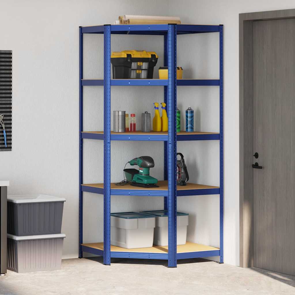 Hoekrek 5-laags staal en bewerkt hout blauw is nu te koop bij PeponiXL, paradijselijk wonen!