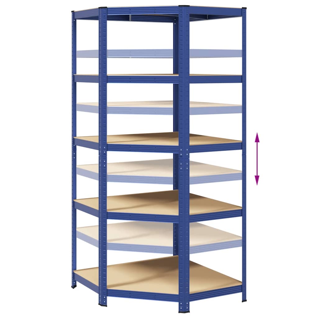 Hoekrek 5-laags staal en bewerkt hout blauw is nu te koop bij PeponiXL, paradijselijk wonen!