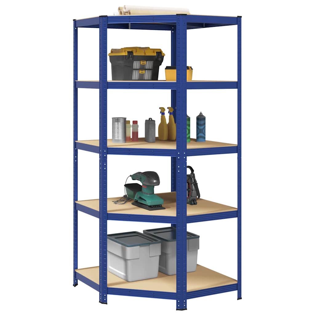 Hoekrek 5-laags staal en bewerkt hout blauw is nu te koop bij PeponiXL, paradijselijk wonen!
