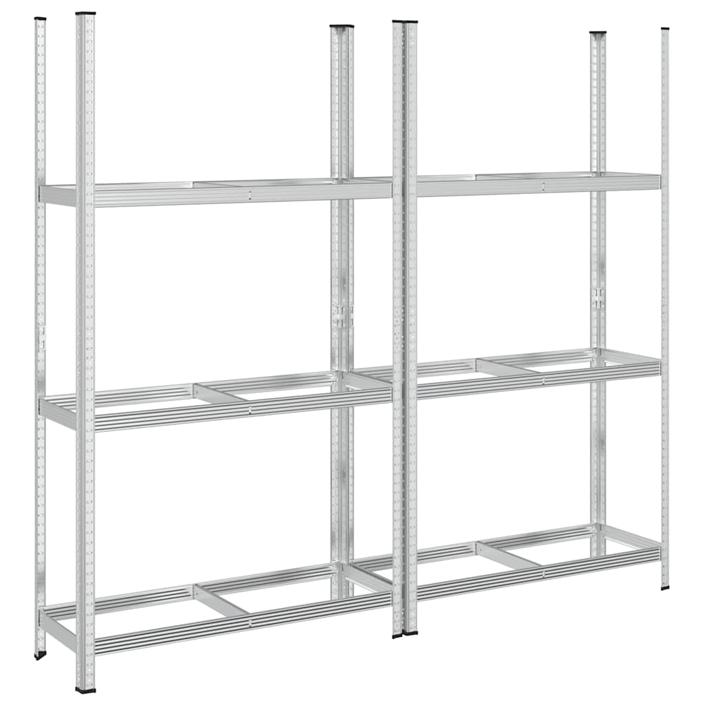 3-laags bandenrekken 2 st 110x40x200 cm staal zilverkleurig