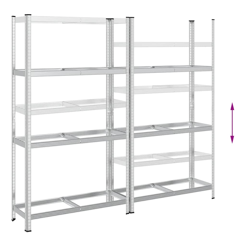 3-laags bandenrekken 2 st 110x40x200 cm staal zilverkleurig