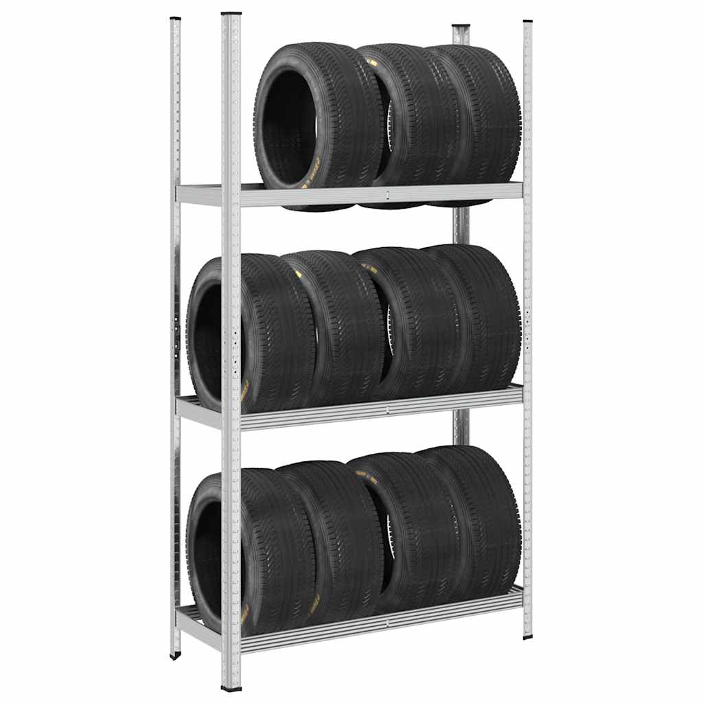 3-laags bandenrekken 2 st 110x40x200 cm staal zilverkleurig