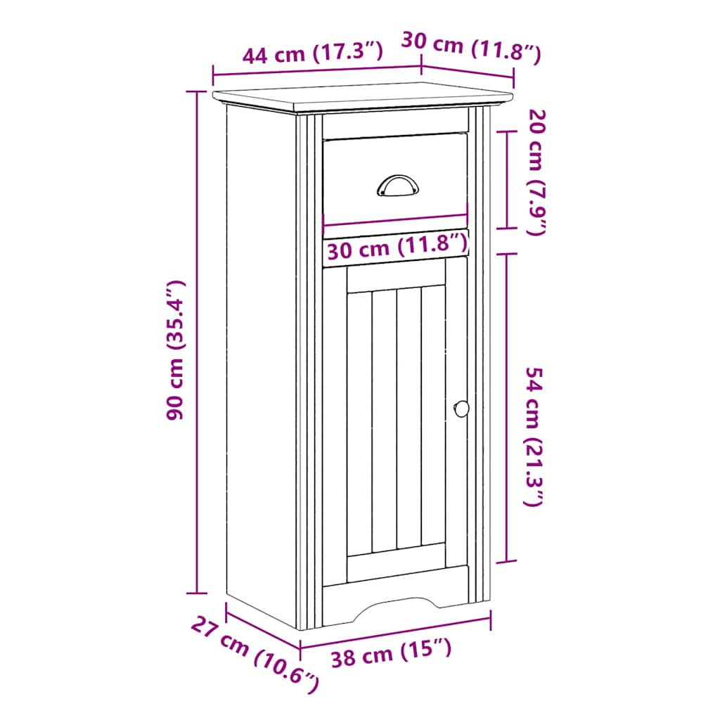 Badkamerkast BODO 44x30x90 cm wit en bruin is nu te koop bij PeponiXL, paradijselijk wonen!