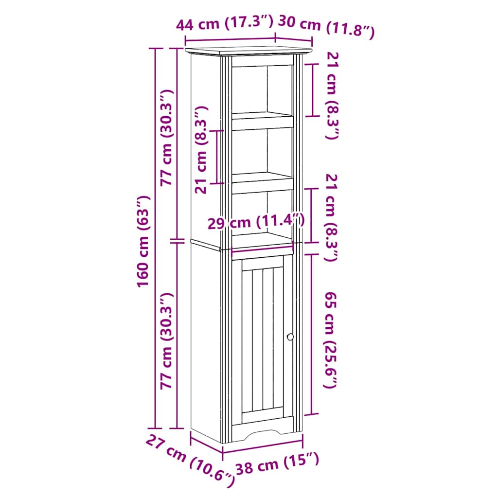 Badkamerkast BODO 44x30x160 cm wit is nu te koop bij PeponiXL, paradijselijk wonen!