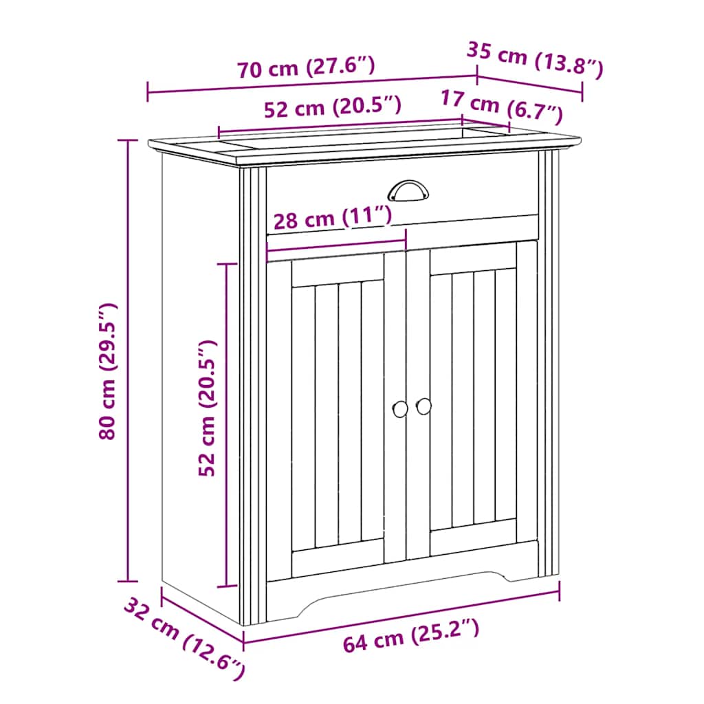 Wastafelkast BODO 70x35x80 cm wit is nu te koop bij PeponiXL, paradijselijk wonen!
