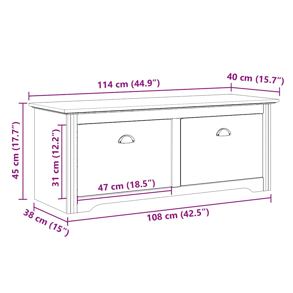 Gangbank BODO 114x40x45 cm wit en bruin is nu te koop bij PeponiXL, paradijselijk wonen!