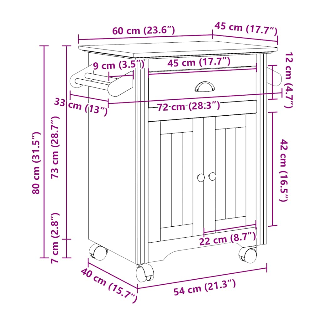 Keukentrolley BODO 72x45x80 cm wit is nu te koop bij PeponiXL, paradijselijk wonen!