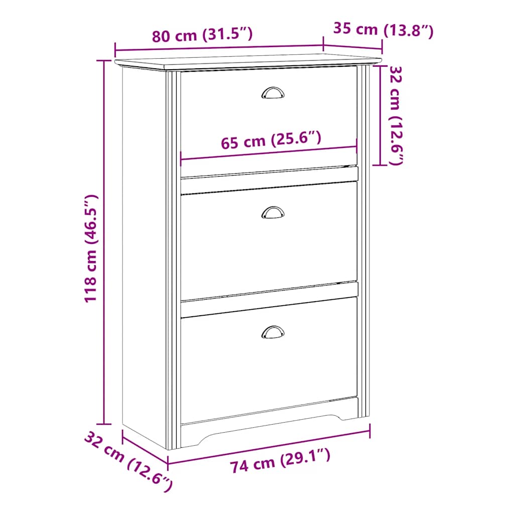Schoenenrek BODO 80x35x118 cm wit is nu te koop bij PeponiXL, paradijselijk wonen!