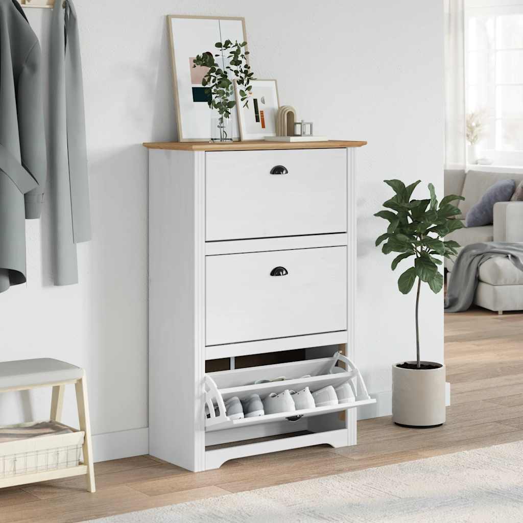 Schoenenrek BODO 80x35x118 cm wit en bruin is nu te koop bij PeponiXL, paradijselijk wonen!