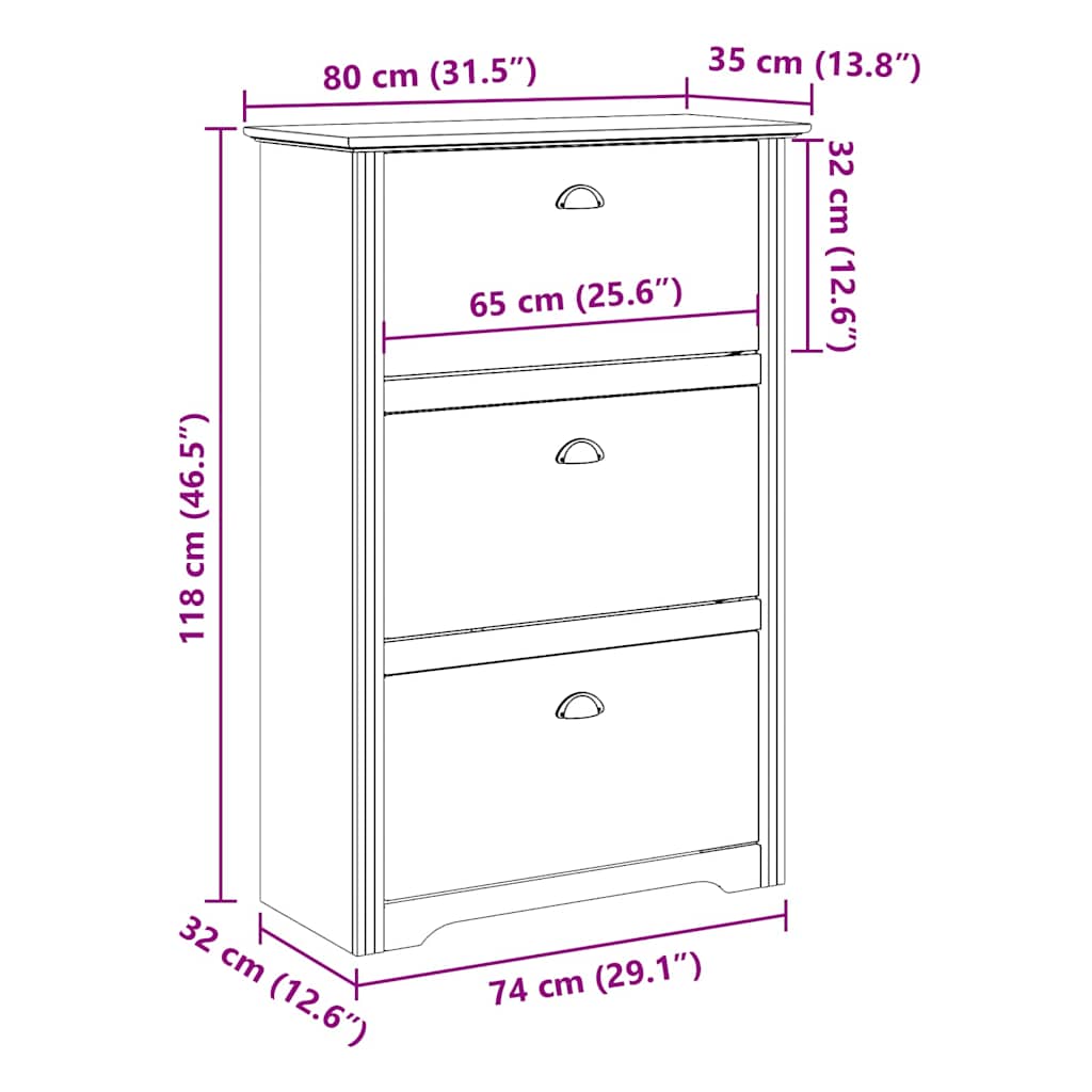 Schoenenrek BODO 80x35x118 cm wit en bruin is nu te koop bij PeponiXL, paradijselijk wonen!