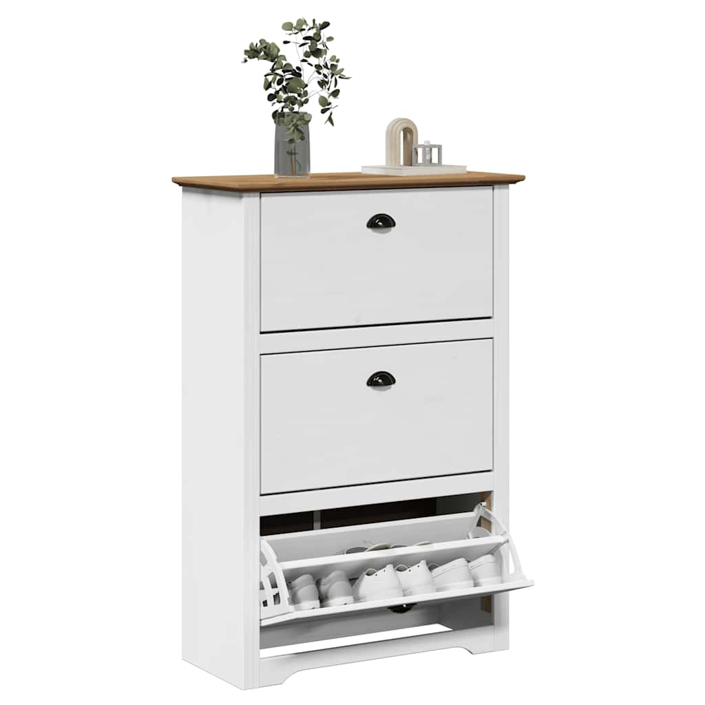 Schoenenrek BODO 80x35x118 cm wit en bruin is nu te koop bij PeponiXL, paradijselijk wonen!