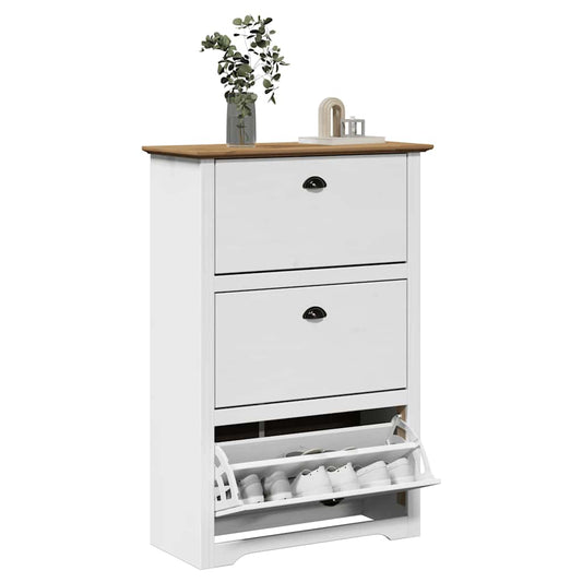 Schoenenrek BODO 80x35x118 cm wit en bruin is nu te koop bij PeponiXL, paradijselijk wonen!
