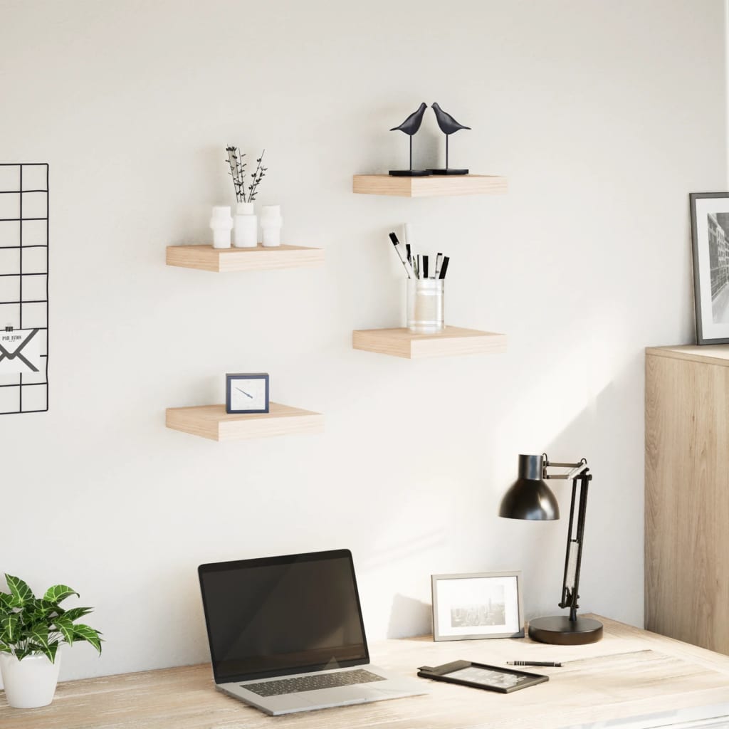 Wandschappen 4 st 23x23,5x4 cm bewerkt hout is nu te koop bij PeponiXL, paradijselijk wonen!