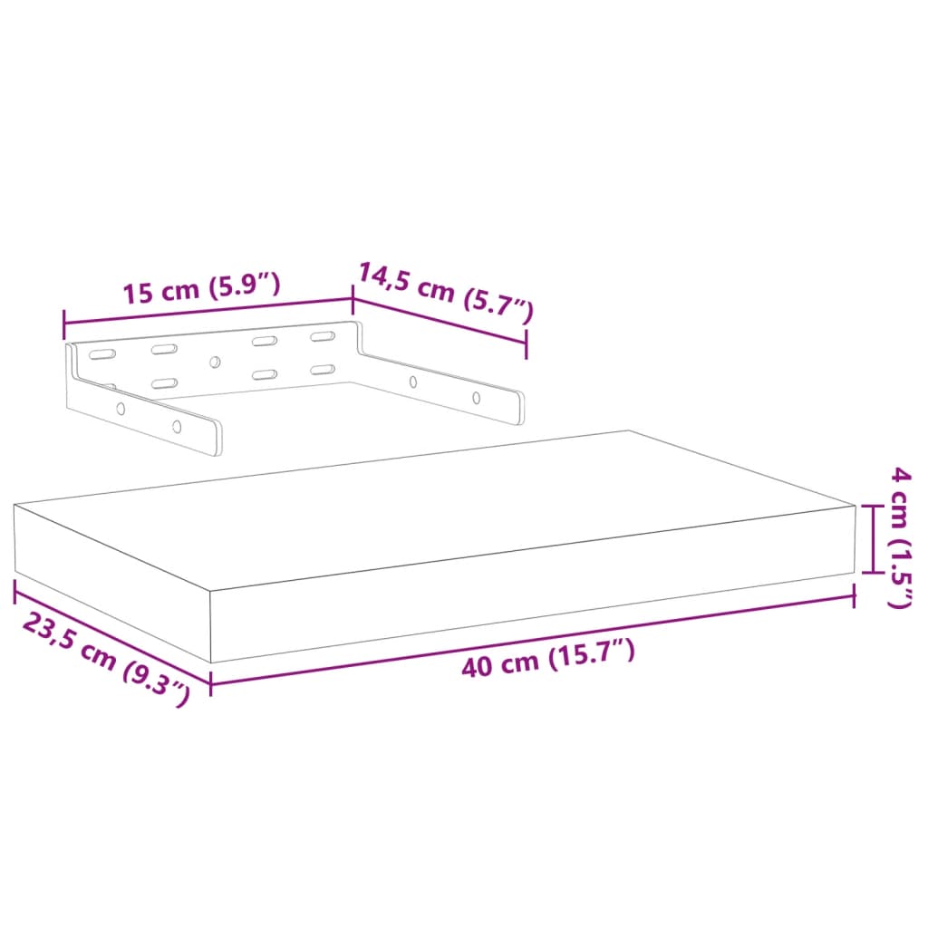 Wandschapppen 2 st 40x23,5x4 cm bewerkt hout is nu te koop bij PeponiXL, paradijselijk wonen!