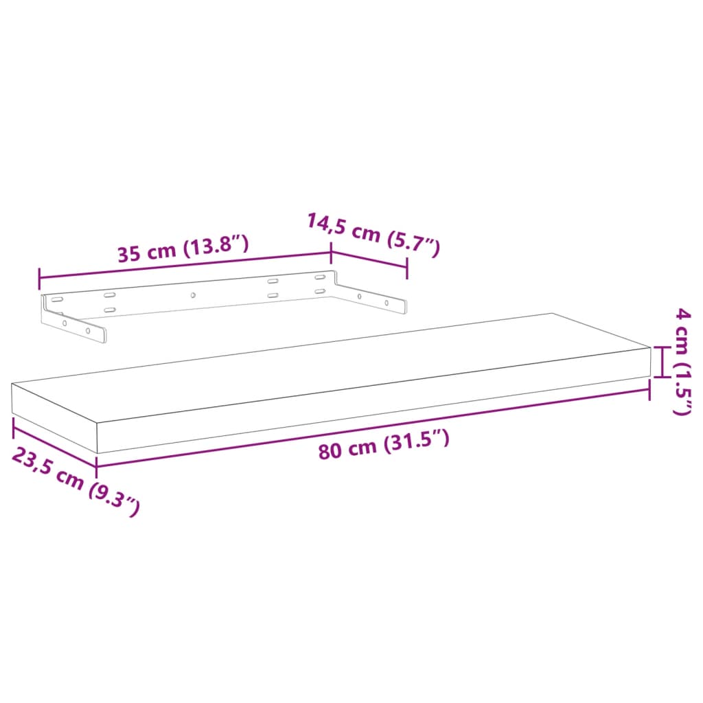 Wandschap 80x23,5x4 cm bewerkt hout is nu te koop bij PeponiXL, paradijselijk wonen!