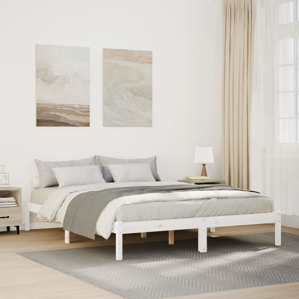 Bedframe extra lang zonder matras grenenhout wit 160x210 cm is nu te koop bij PeponiXL, paradijselijk wonen!