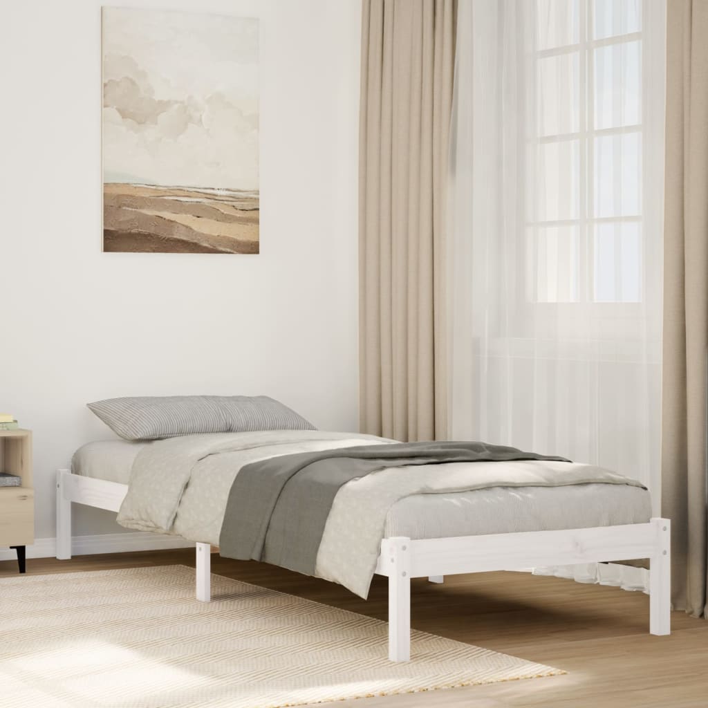 Bedframe extra lang zonder matras grenenhout wit 90x220 cm is nu te koop bij PeponiXL, paradijselijk wonen!