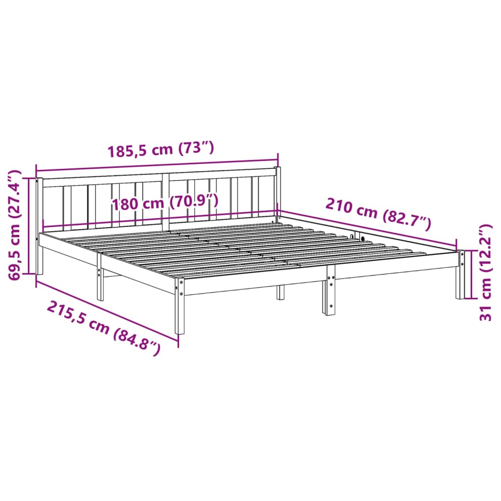 Bedframe extra lang zonder matras massief grenenhout 180x210 cm is nu te koop bij PeponiXL, paradijselijk wonen!
