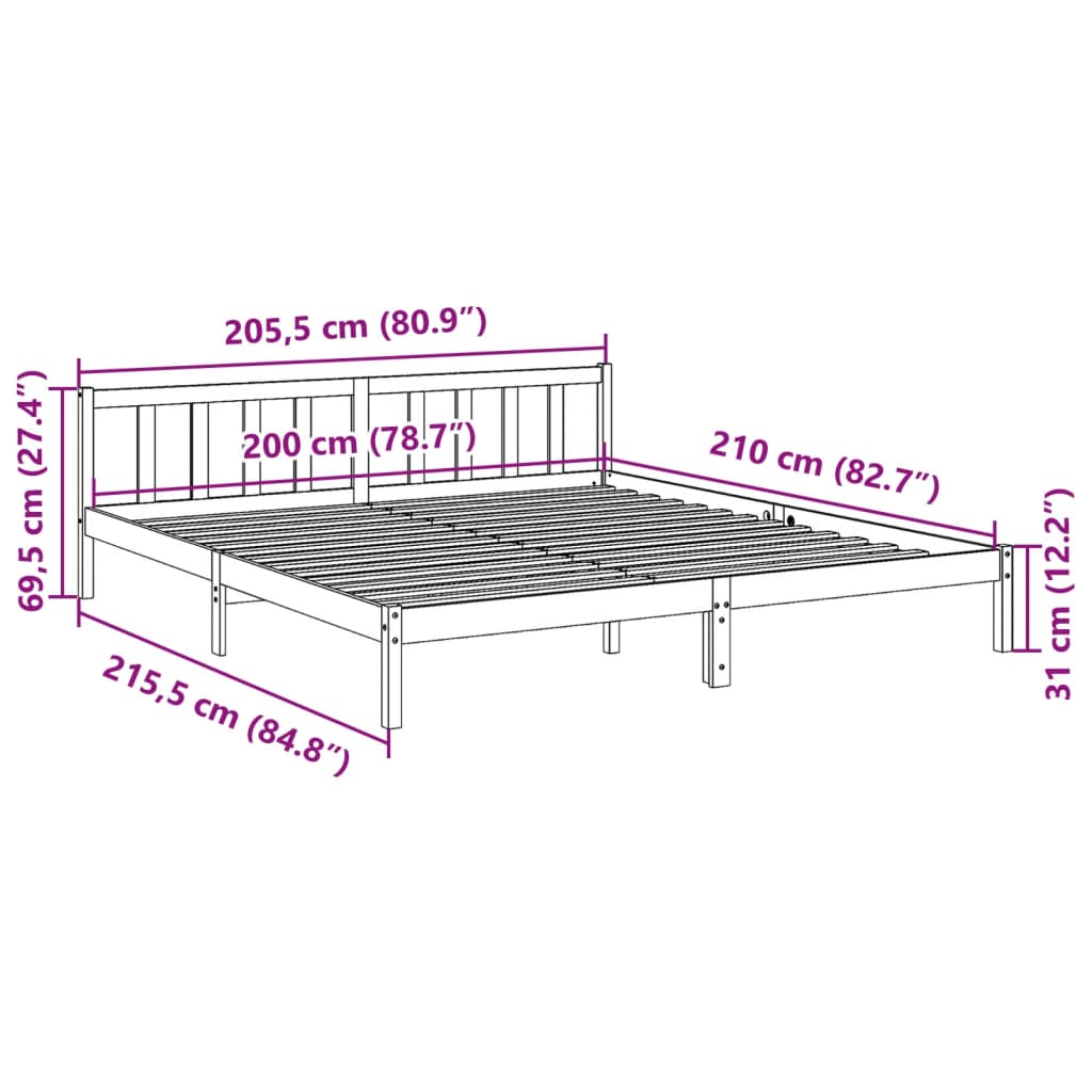 Bedframe extra lang zonder matras grenenhout wit 200x210 cm is nu te koop bij PeponiXL, paradijselijk wonen!