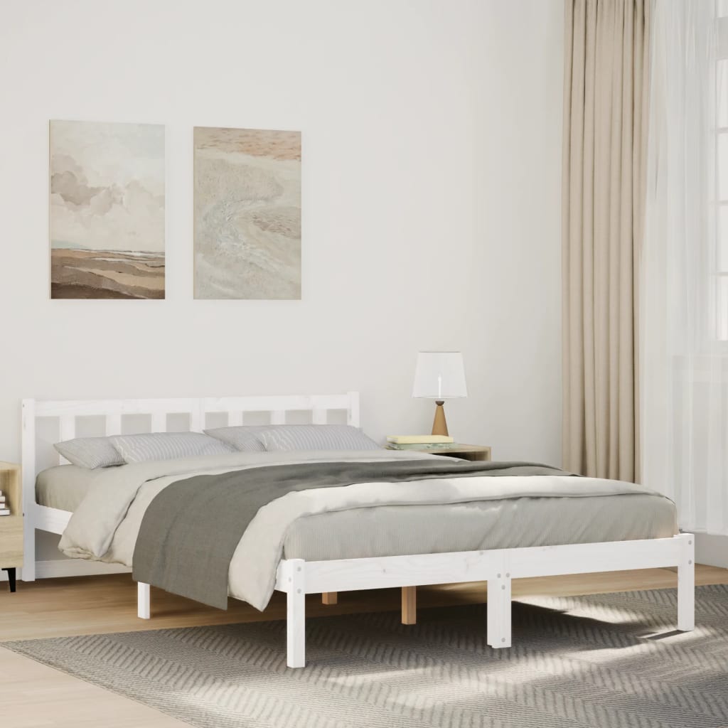 Bedframe extra lang zonder matras grenenhout wit 140x220 cm is nu te koop bij PeponiXL, paradijselijk wonen!