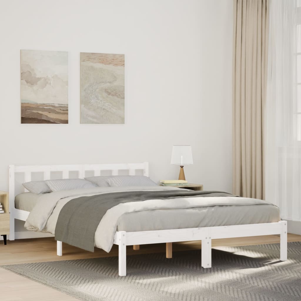 Bedframe extra lang zonder matras grenenhout wit 160x220 cm is nu te koop bij PeponiXL, paradijselijk wonen!