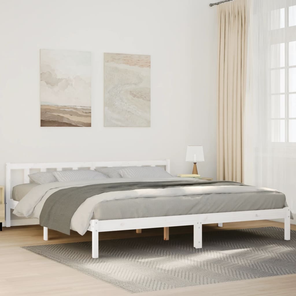 Bedframe extra lang zonder matras grenenhout wit 180x220 cm is nu te koop bij PeponiXL, paradijselijk wonen!