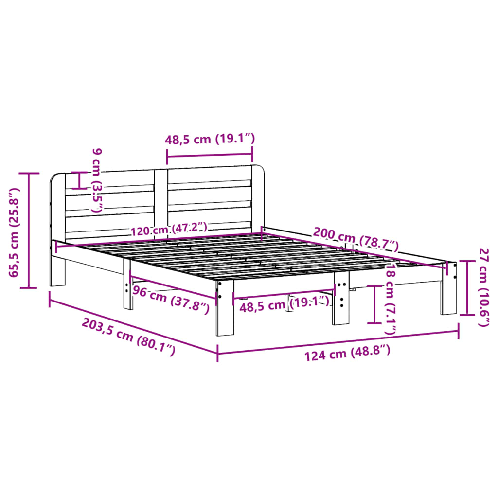 Bedframe zonder matras massief grenenhout wasbruin 120x200 cm is nu te koop bij PeponiXL, paradijselijk wonen!