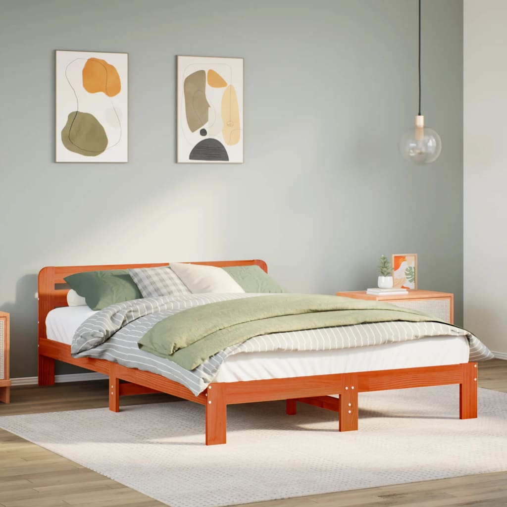 Bedframe zonder matras massief grenenhout wasbruin 120x200 cm is nu te koop bij PeponiXL, paradijselijk wonen!