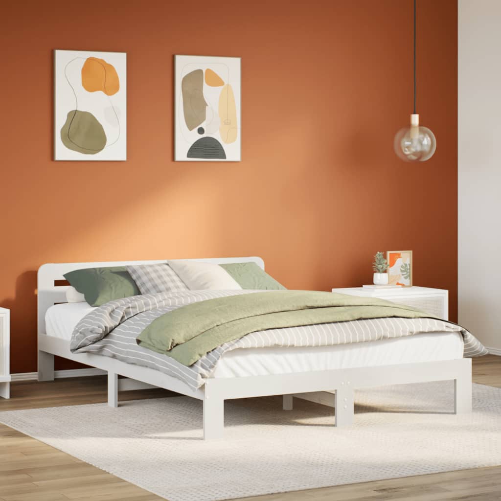 Bedframe zonder matras massief grenenhout wit 150x200 cm is nu te koop bij PeponiXL, paradijselijk wonen!