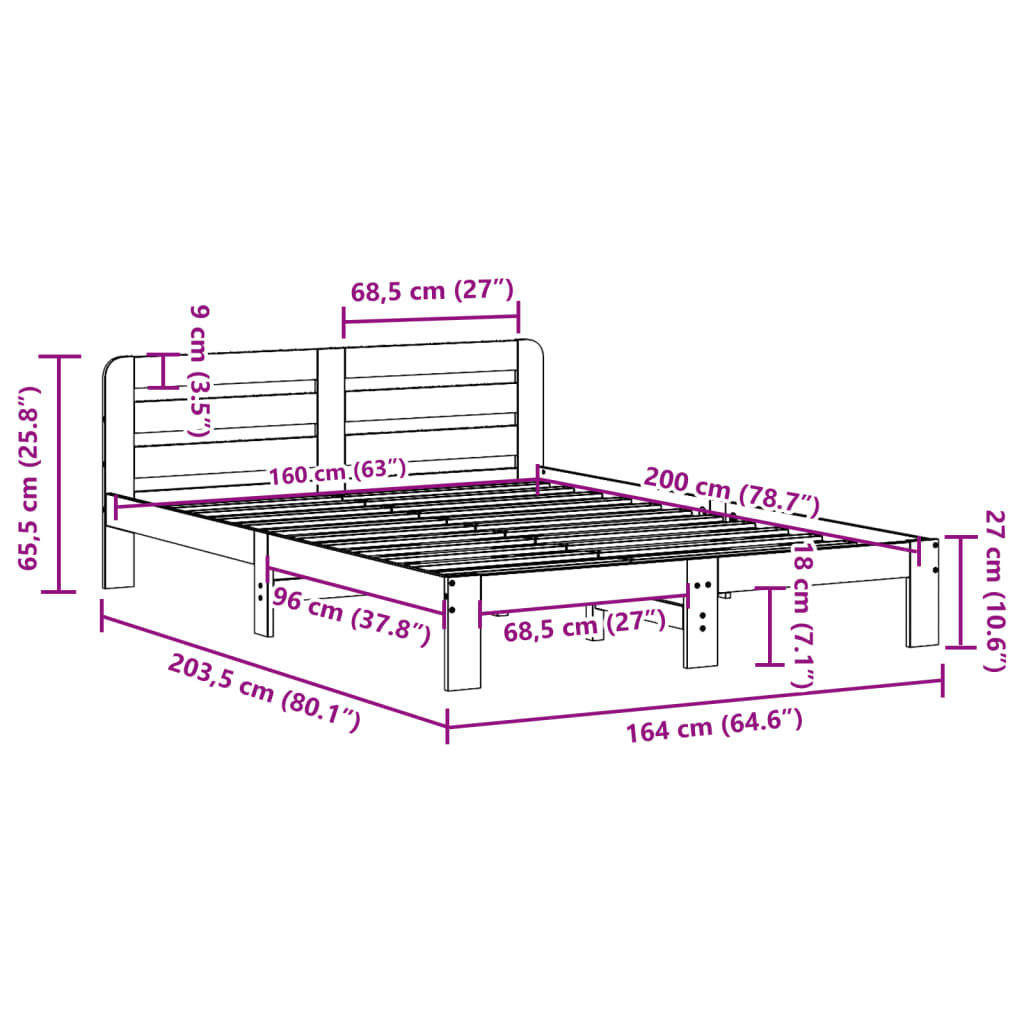 Bedframe zonder matras massief grenenhout 160x200 cm is nu te koop bij PeponiXL, paradijselijk wonen!