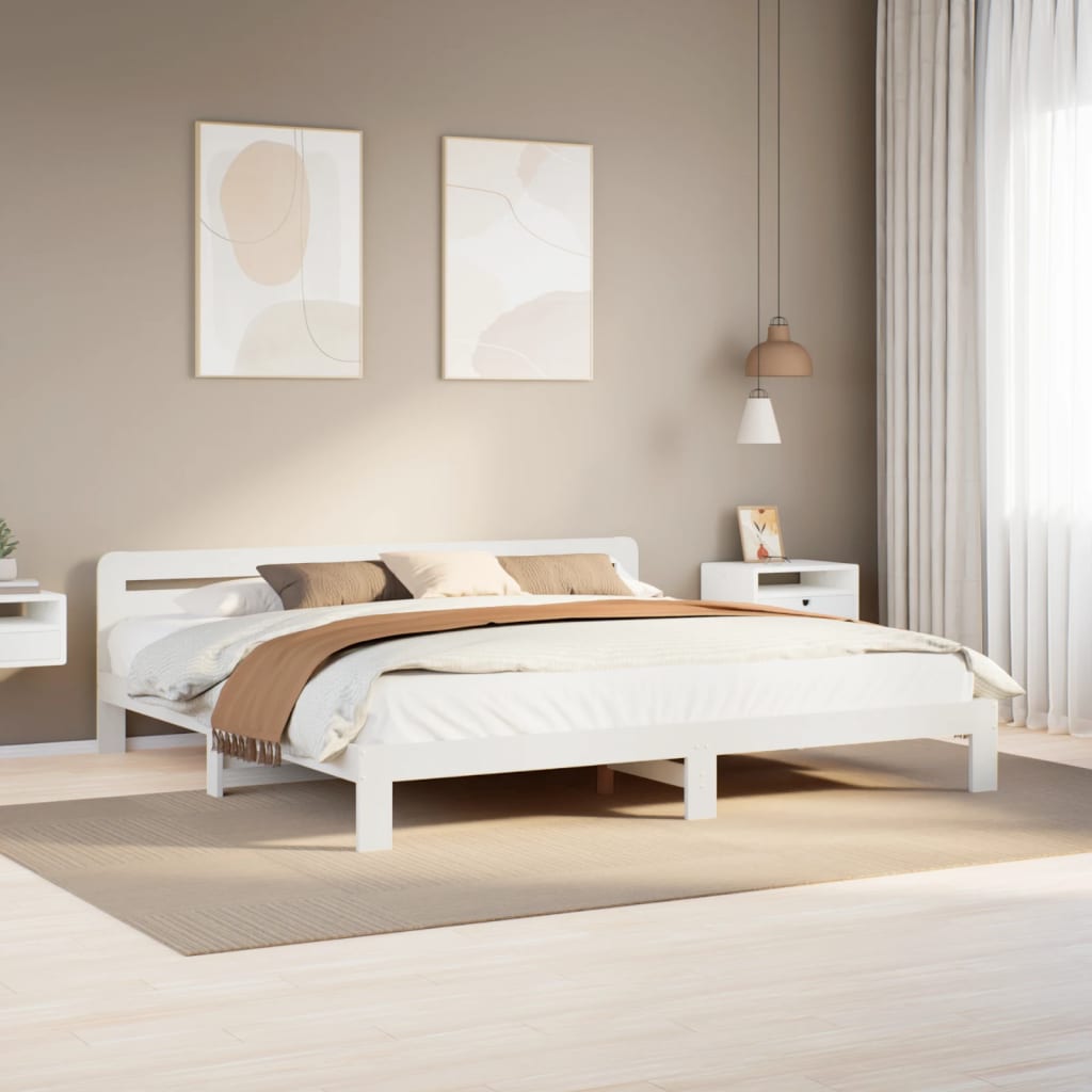 Bedframe zonder matras massief grenenhout wit 180x200 cm is nu te koop bij PeponiXL, paradijselijk wonen!