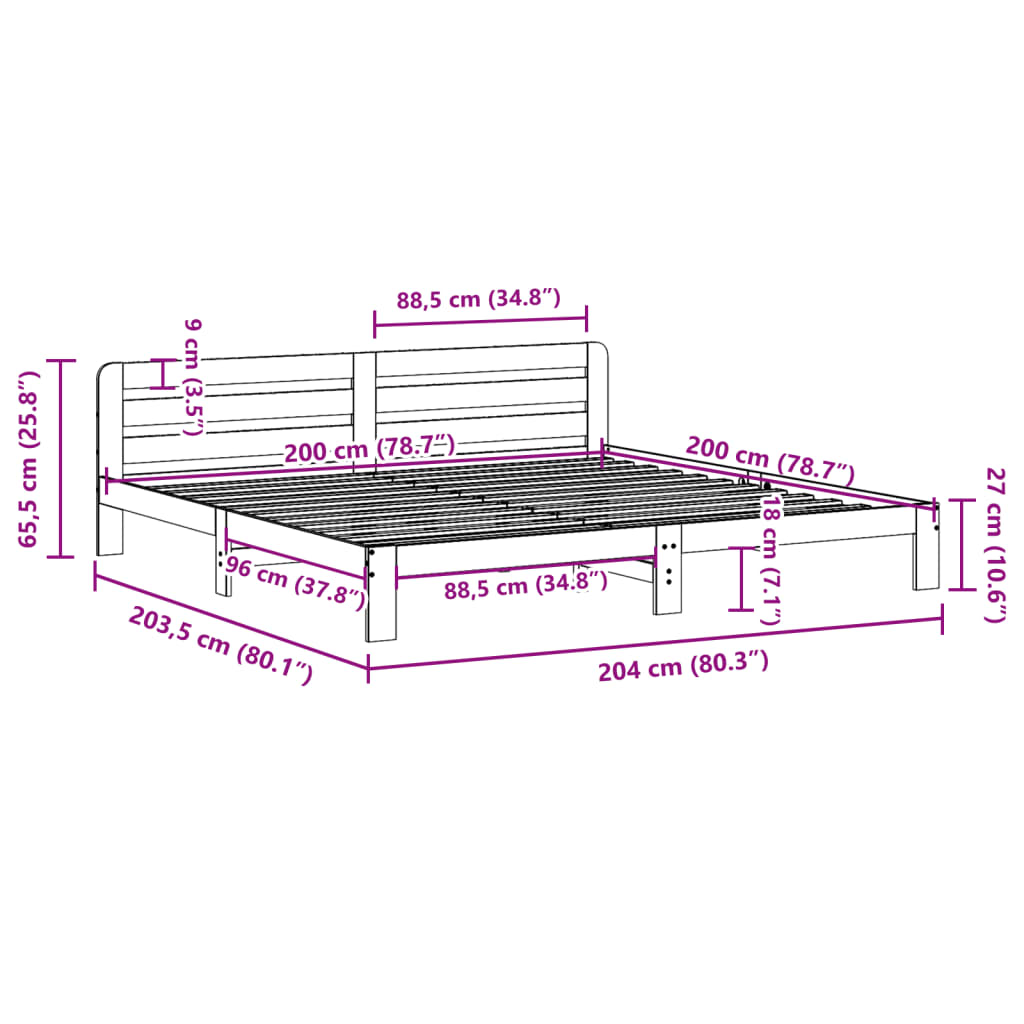 Bedframe zonder matras massief grenenhout 200x200 cm is nu te koop bij PeponiXL, paradijselijk wonen!